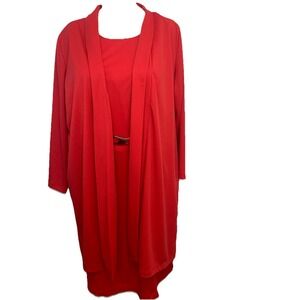Roamans B4 2 Piece Sleeveless Dress Long Sleeve Jacket 24W  26W Midi Stretch USA